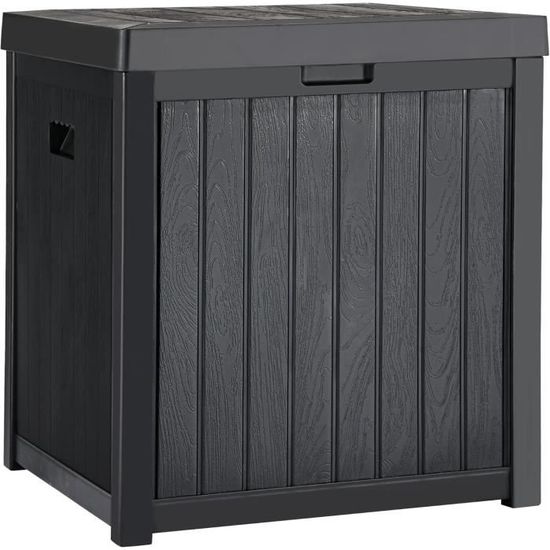 Outsunny Coffre Rangement Extérieur 93L Étanche - Noir, Avec Poignées Et Cadenas
