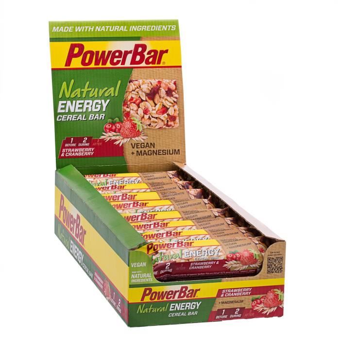 POWERBAR Lot de 24 barres de céréales Natural Energy Cereal - Fraise et canneberge - 40 g
