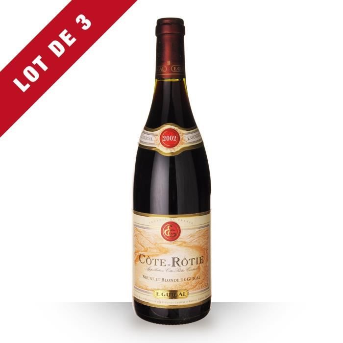 Lot de 3 - Guigal Brune et Blonde 2002 AOC Côte-Rôtie - 3x75cl - Vin Rouge