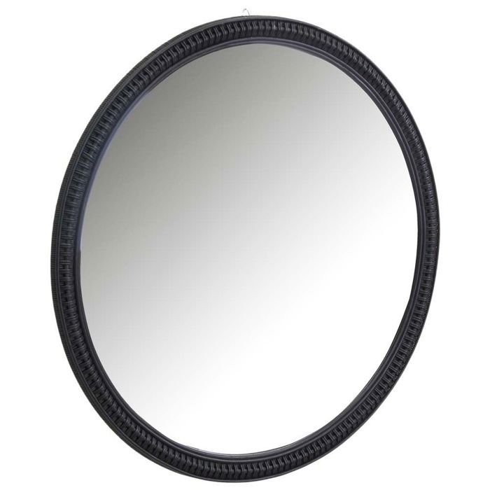 Grand miroir rond en rotin noir Noir