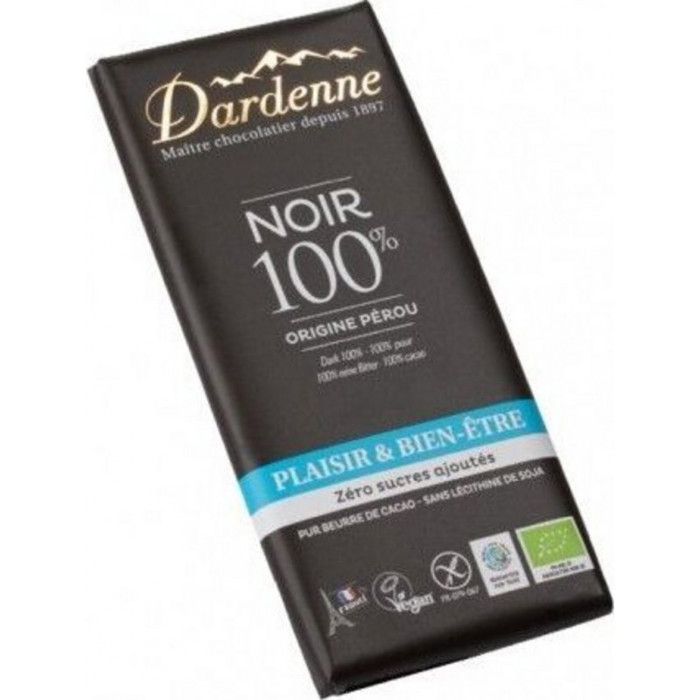 Tablette chocolat noir 100% zéro sucre ajouté 70gr