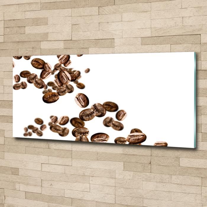 Tulup 125x50cm Tableau sur verre acrylique- Nourriture boissons - Grains De Café - Brun Viol
