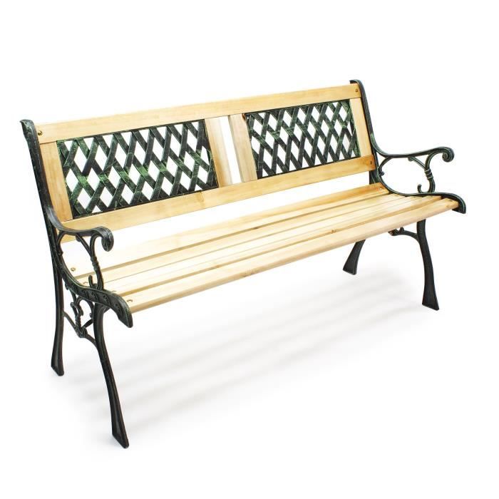 Banc de jardin Banquette Juliane en Bois et Fer de fonte Design Tulipes 2 Places Extérieur Terrasse - 51846