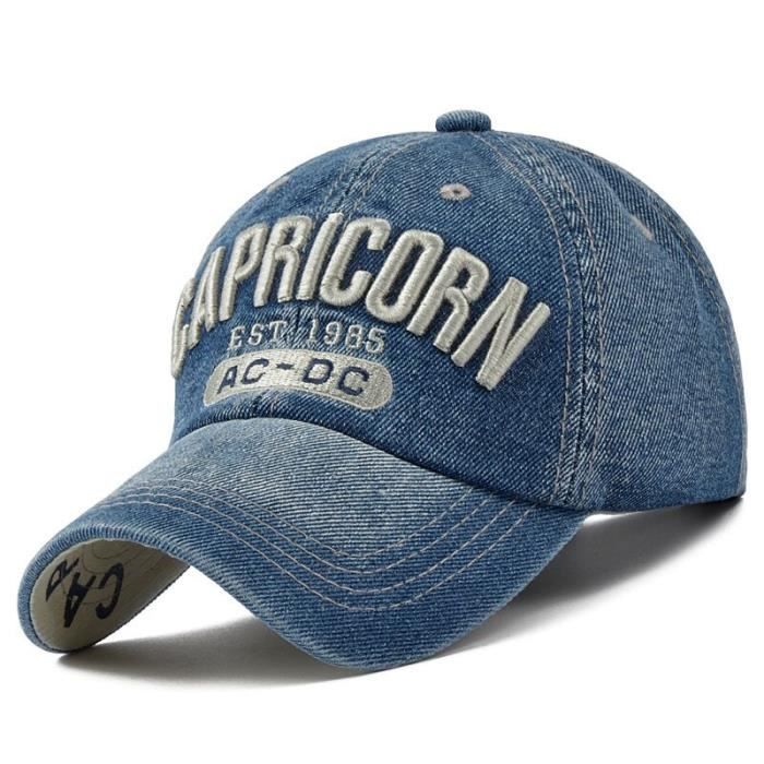 Casquette en jean brodé NYC pour homme et femme, sport, baseball, snapback, USA, hip hop, été, nouvelle m CAPRICORN navy -WGHY1942
