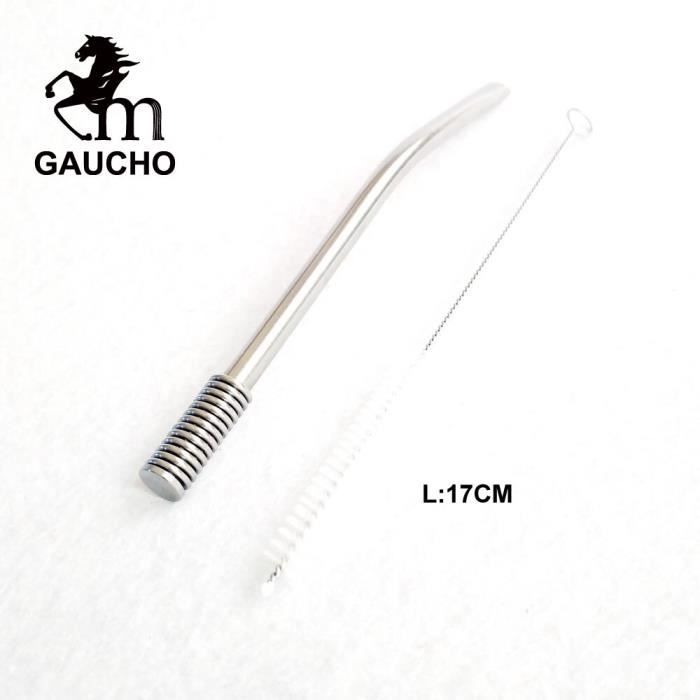 17CM With Brush -Paille Bombilla réutilisable, gaze, Mate, avec filtre à ressort en acier inoxydable, avec brosses de nettoyage, 1 p