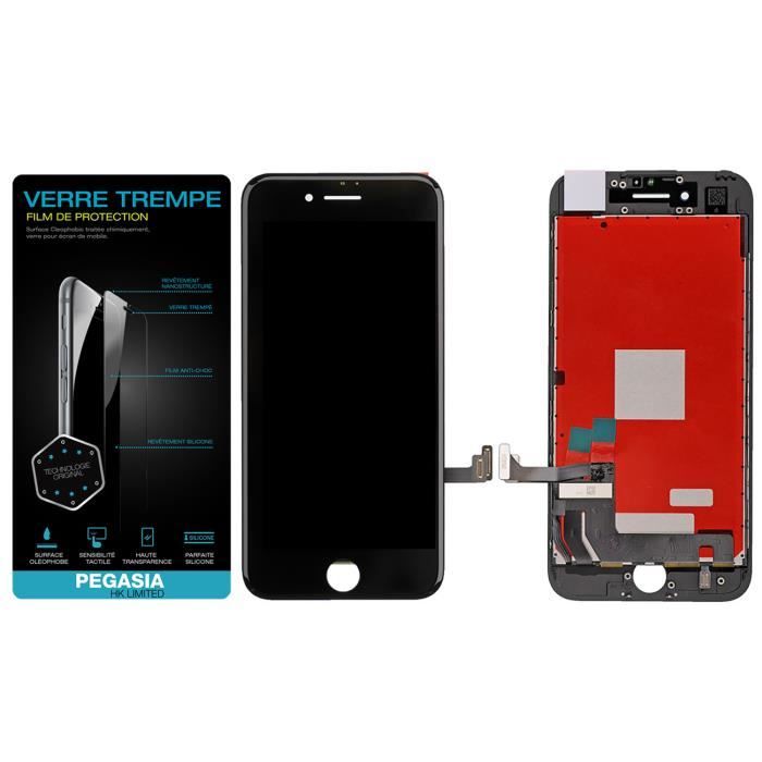 VITRE TACTILE + ECRAN LCD RETINA POUR IPHONE 7 PLUS NOIR + VERRE TREMPE DE PROTECTION OFFERT-PEGASIA