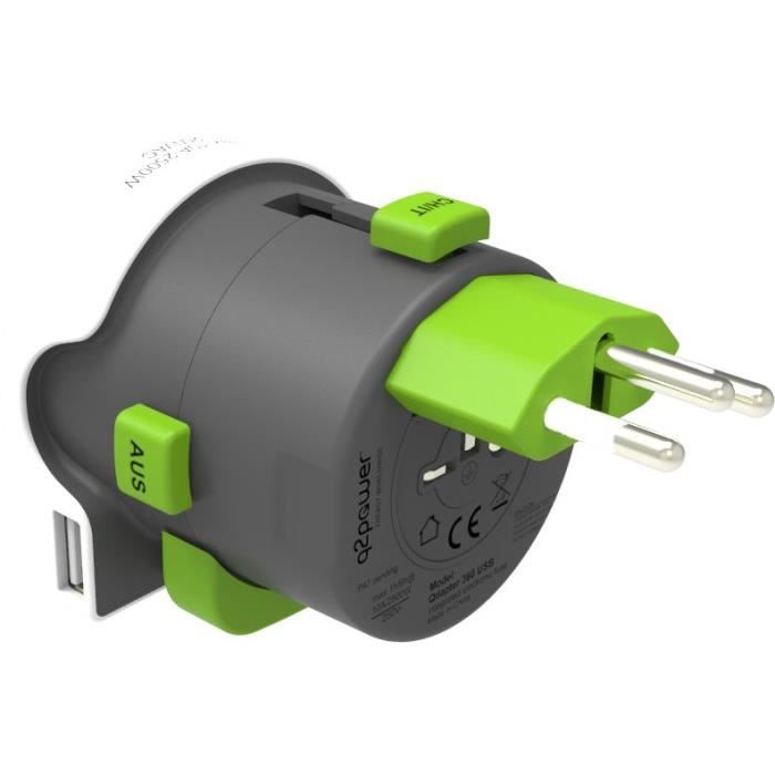 CHACON Adaptateur de voyage - Europe to World USB