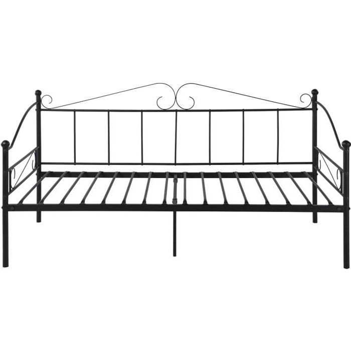 STRUCTURE DE LIT EGGREE Cadre de Lit Banquette en Métal, Lit Simple Canapé-Lit en Fer Forgé pour Enfants Ad2