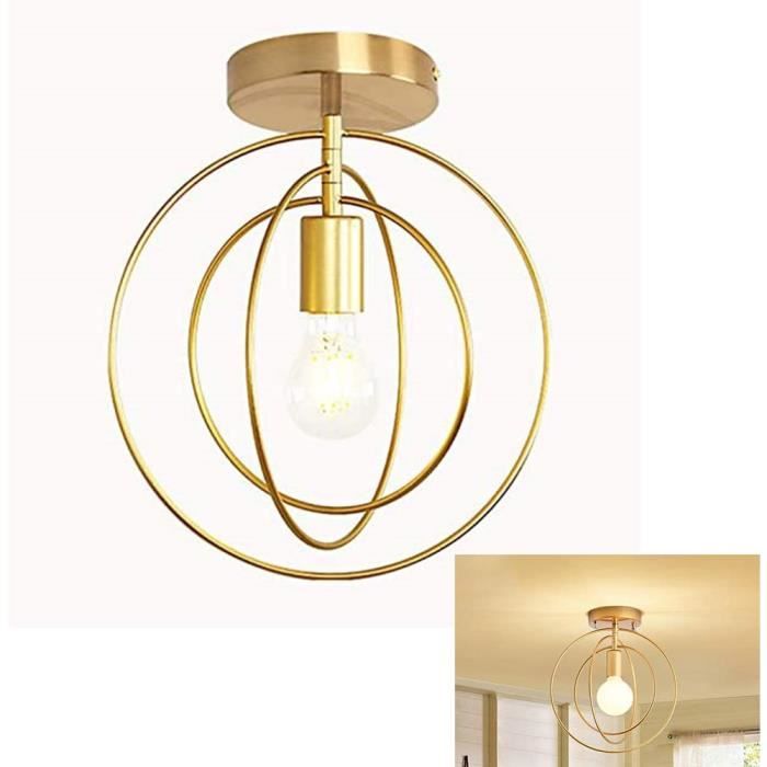 Abat-Jour de Plafonnier Cercle E27 Lustre Fer Rétro Industrielle en Métal Anneaux Lampe Suspension Luminaire LED Antique Pendante po