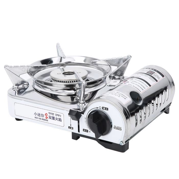 Qiilu Brûleur à gaz portable MS‑8000 Brûleur de Cuisinière à Gaz Portable Four à Cassette de Camping Coupe&#8209Vent pour
