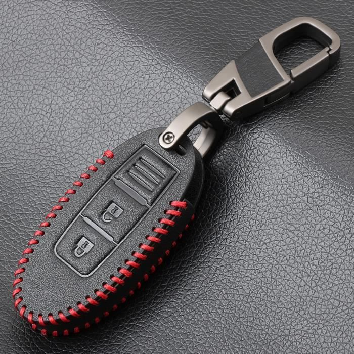 Coque clé,Étui pour clé télécommande en cuir pour homme, coque en feuilles, pour Nissan, Qashqai Pulsar March 370Z, Micra Juke