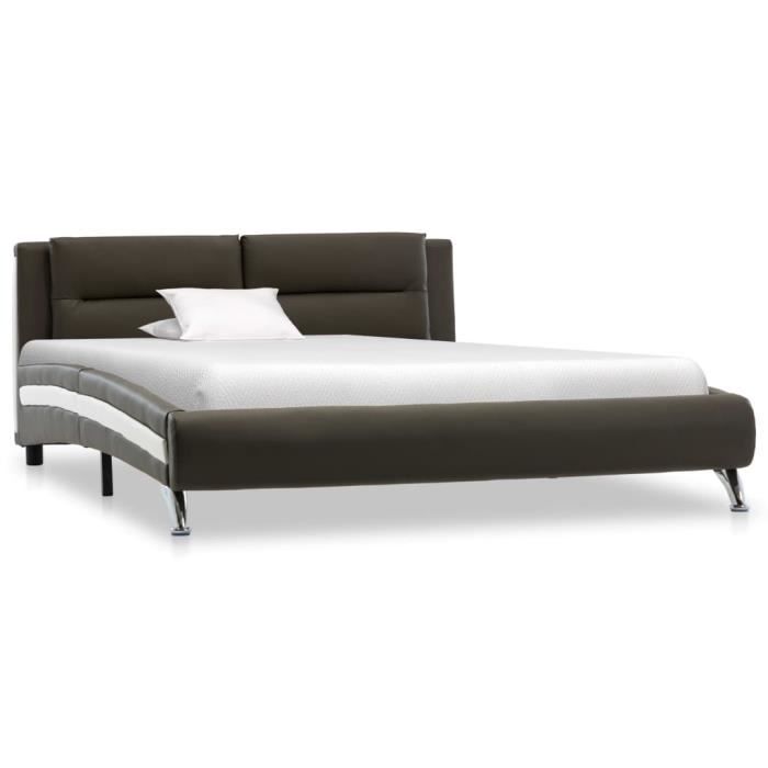 Chez Barry® 29071 Lit Grand Lit adulte enfant - Lit de Repos - Gris Similicuir 90 x 200 cm Haute qualité