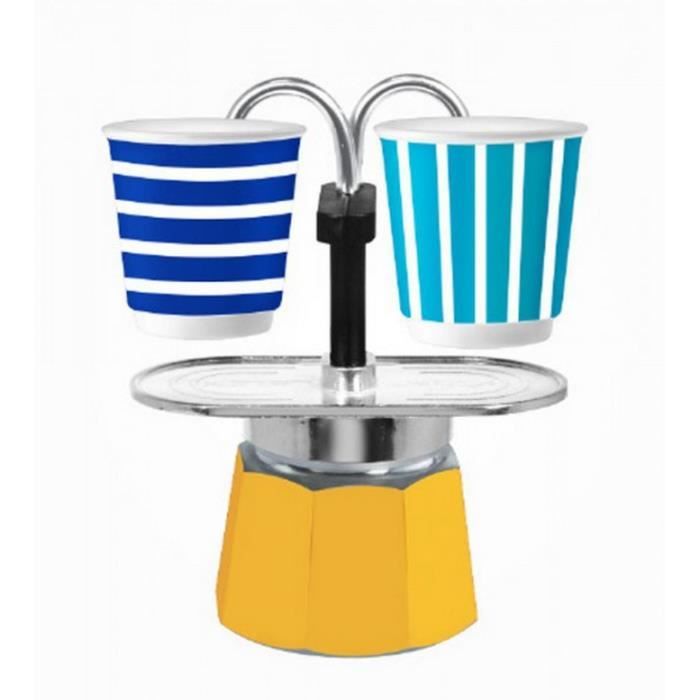 Bialetti - cafetière italienne + 2 tasses bicchierini pop bleu - 0005760