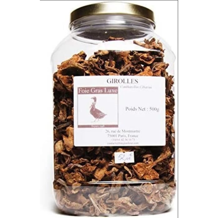 Girolles Séchées Chanterelles – Sélection 1er Choix Europe – 500 g en Bocal - Champignons séchés déshydratés
