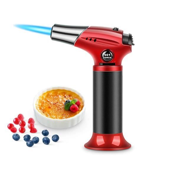 Chalumeau de Cuisine Torche de Cuisine Butane Briquet Chalumeau Gaz Cuisine Verrou de Sécurité Réglable Flammes, pour Creme Brulee,