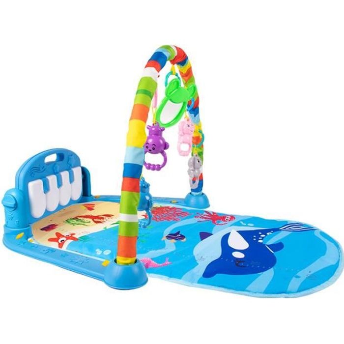 HXEIBUE 3 en 1 Tapis d'Éveil pour Bébé avec Piano et Arches - Tapis de Jeux Sctivité Gym avec 5 Jouets Suspendus pour Bébé 0-12 Mois