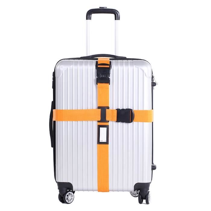 Réglable Sangle de Bagages avec Serrure Codée Voyage Valise Sac À Dos Sûr Ceinture Sécurisée Emballage Protection Orange