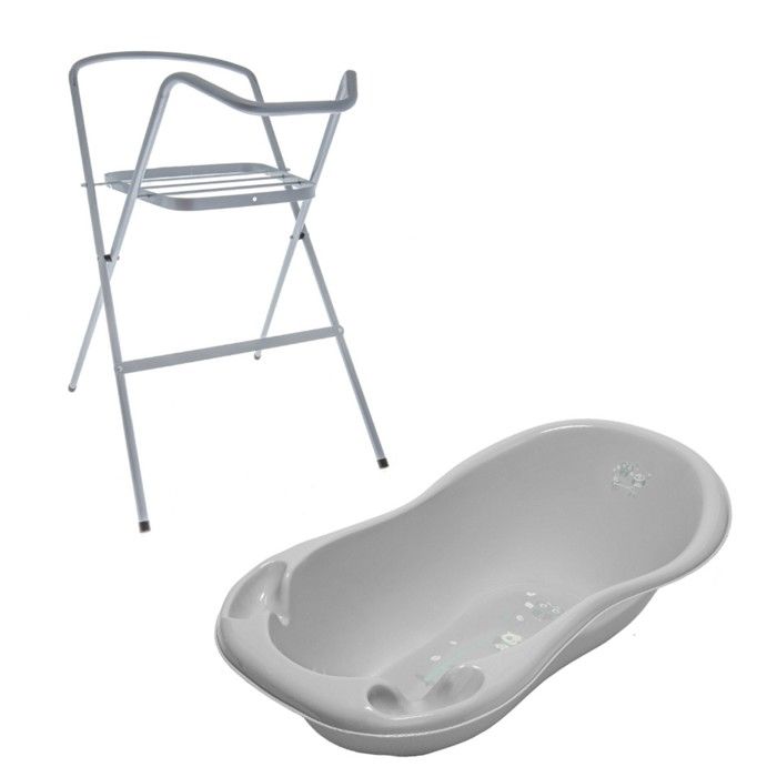 Baignoire bébé thermomètre Gris Owls - 102 cm + Pieds