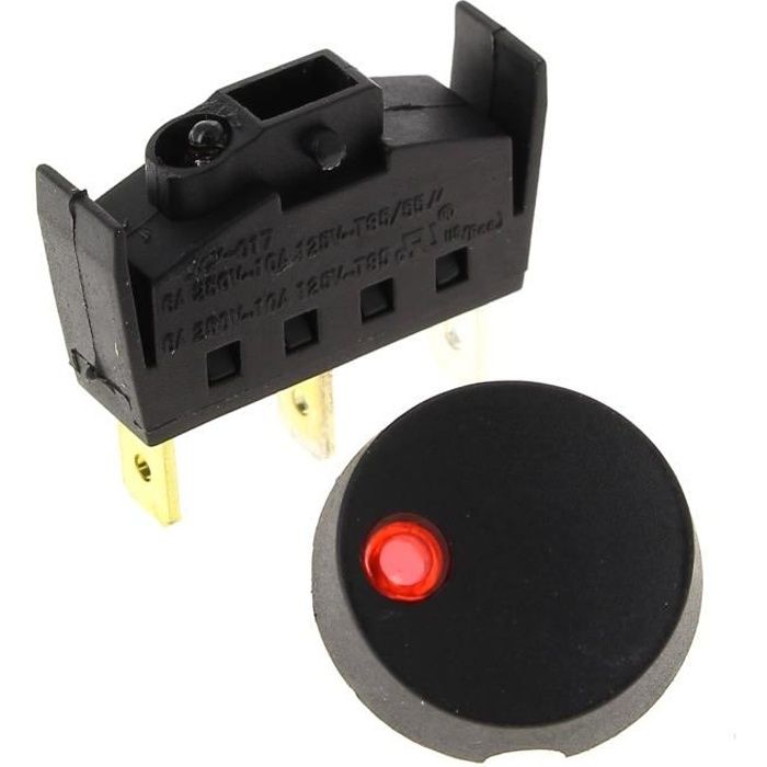 Interrupteur 3 cosses noir voyant rouge pour Cafetiere Moulinex - 3665392091400