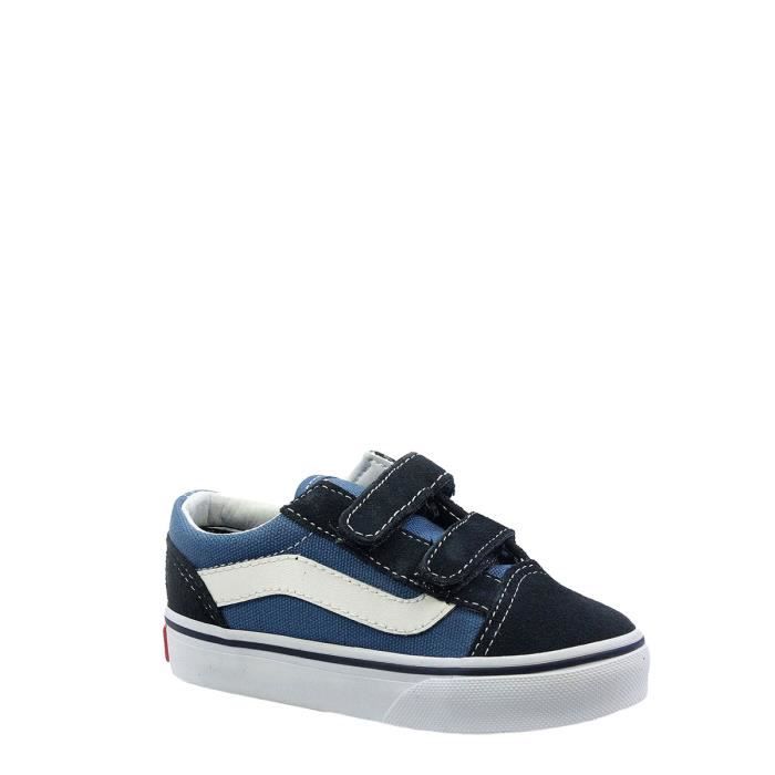 Vans Old Skool Velcro Navy Toddlers Toile Baskets