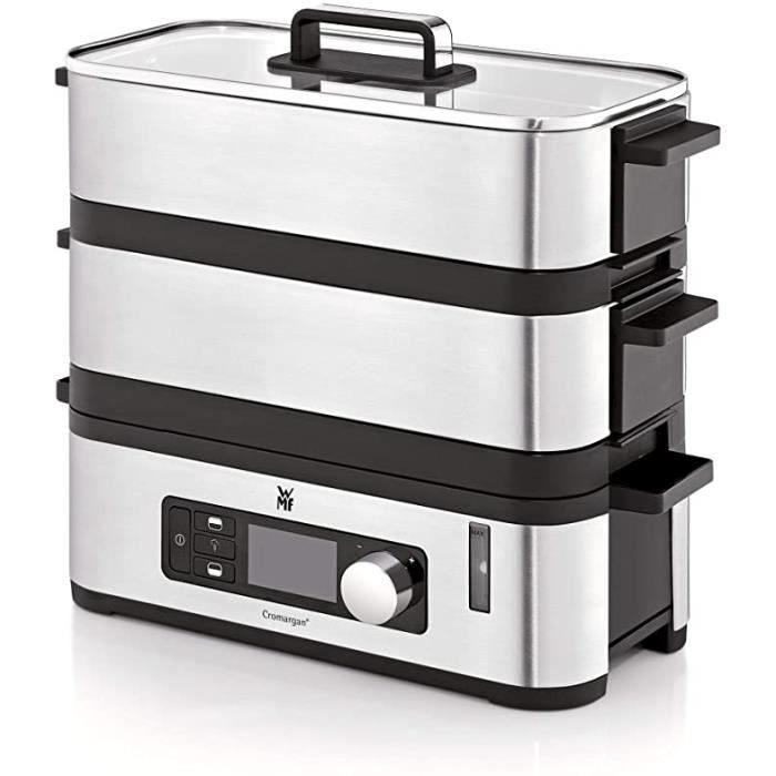 WMF KITCHENminis Cuiseur Vapeur Electrique Ultracompact Design Elegant Inox Cromargan Haute Qualité 2,15L Sans BPA 2 Compartiments C