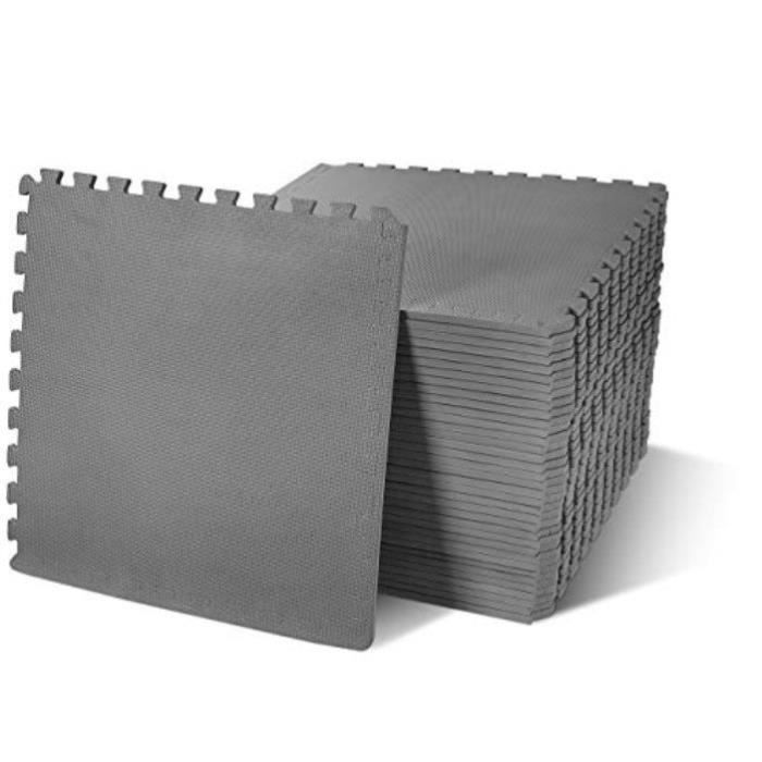 Ensemble de 48 EVA tapis en mousse de sol pour le sport à domicile Gris