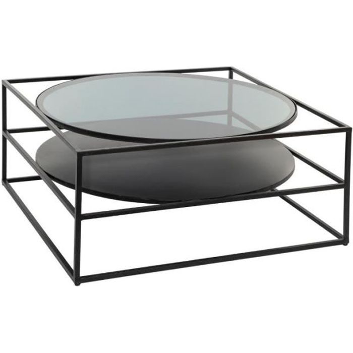 Table Basse Design Verre & Métal -Yoho- 90cm Noir