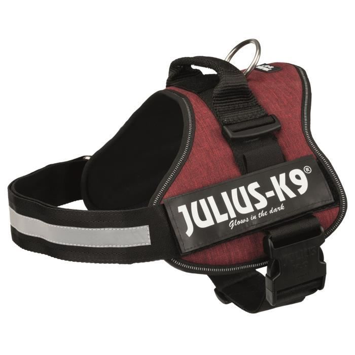 JULIUS K9 Harnais Power 1–L : 66–85 cm - 50 mm - Rouge bordeaux - Pour chien