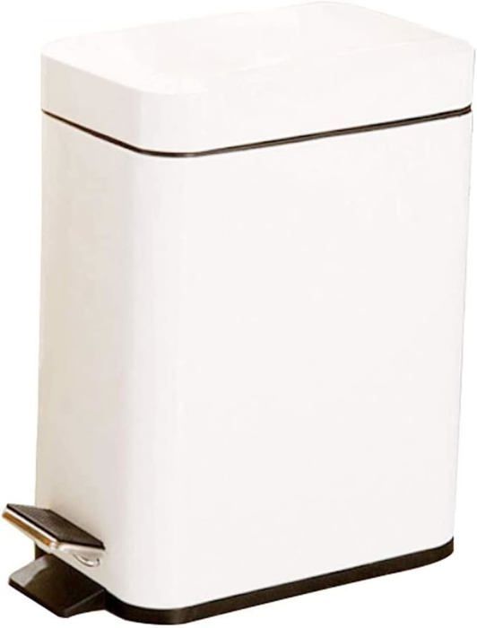 Blanc Poubelle de cuisine rectangulaire à pédale pour chambre à coucher, 5 L, 10 L, blanc