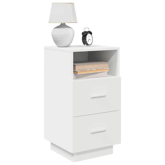 vidaXL Table de chevet avec 2 tiroirs blanc 36x36x68 cm table dappoint armoire de lit table dappoint pour la chambre 858578
