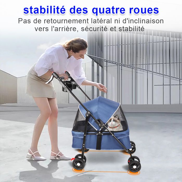 Meilleurs prix pour SUPFINE Poussette Buggy Pliable Animaux Chariot Pliante Chien Chat Inclus Roues Avec Frein Tissu 600d Oxford Acier