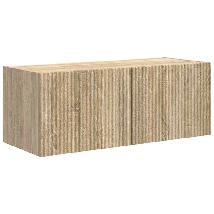 Meuble TV mural moderne - vidaXL - Sonoma - Bois dingénierie - 785x31x295 cm - 1 porte à charnière pivotante