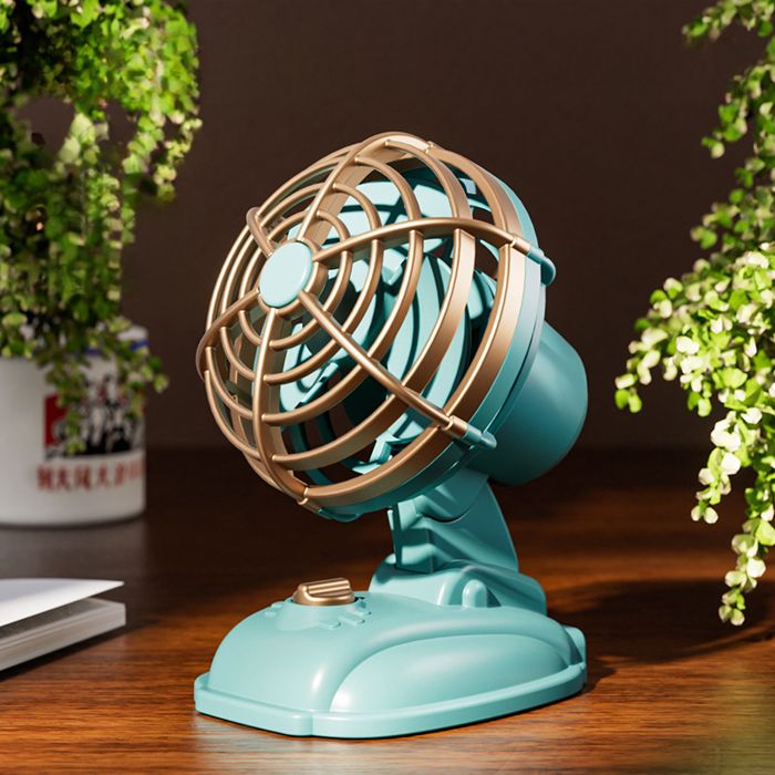 Ventilateur de bureau - XVX - Mini format - Rechargeable USB - Couleur bleue - Design compact - Xvx