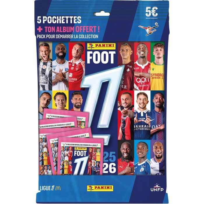 Starter Pack Panini Foot 2025/26 Ligue 1 McDonald's – Album 96 Pages, 5 Pochettes