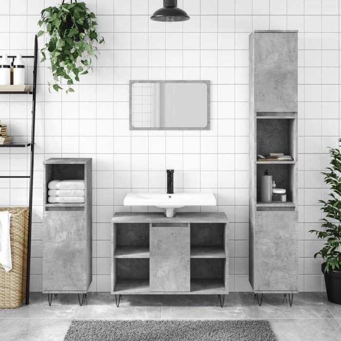 Gris Armoire de salle de bain SARAZYJ ARMOIRE WC MODERNE gris béton 30x30x100 cm E2263