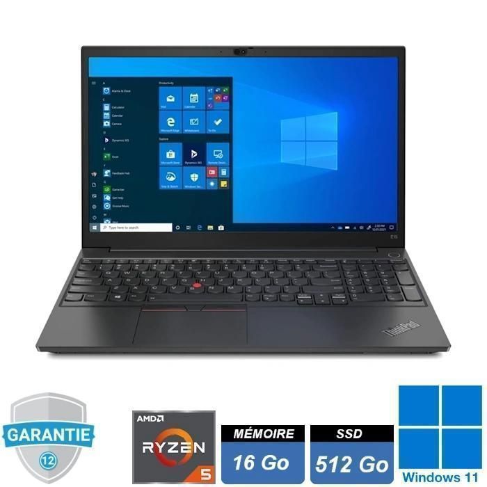 PC portable - Lenovo - ThinkPad - E15 Gen3 - 156 - Ryzen 5-5500U - RAM 16Go - SSD512Go - Windows 11 Pro - Lenovo
