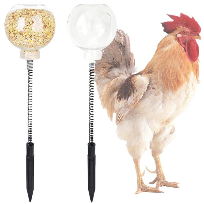 Meilleurs prix pour Lot de 2 mangeoires automatiques pour Poules #1 Avec Printemps Suspendre Jouet Poules/Canards Cuneary