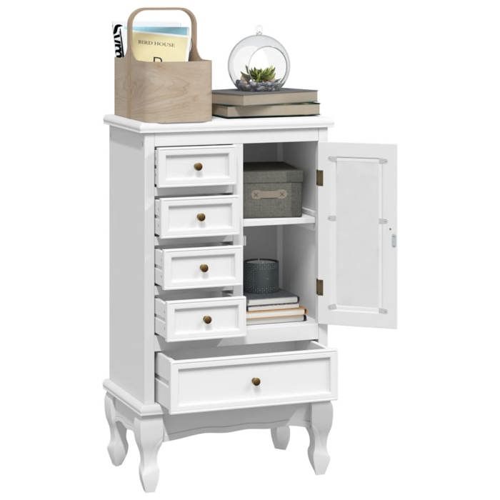 2026 dété@ Commode Armoire de chambre - JILLS - Buffet latérale à tiroirs - avec 5 tiroirs et 2 étagères Blanc LH3972