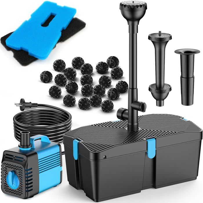 Filtre De Bassin Avec Kits De Pompe Pour Fontaine Pompe De Bassin 60W Et Kit De Filtration Avec Pompe À Eau Immergée
