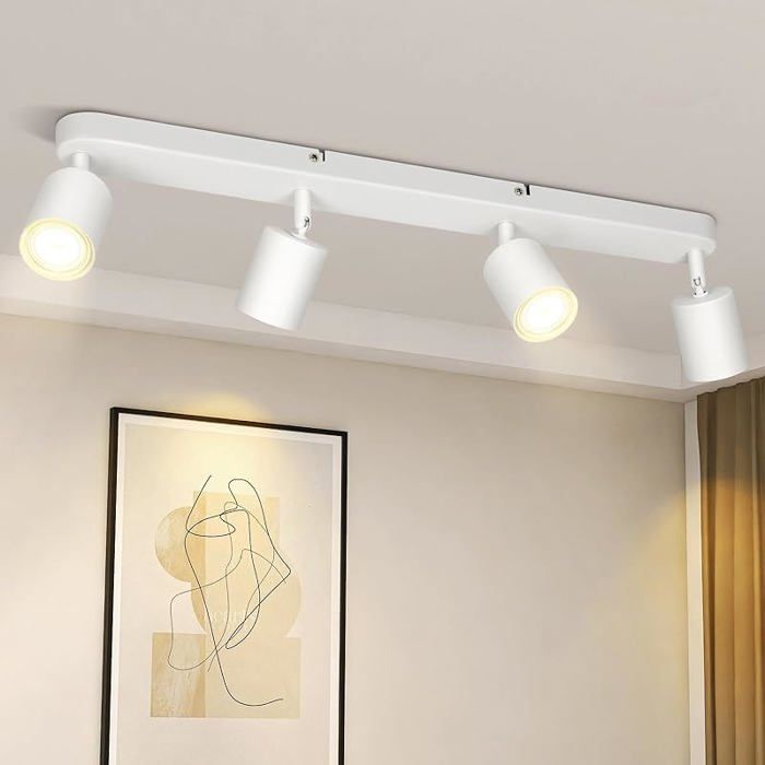 Lampe de plafond LED à 4 feux - Projecteur de plafond GU10 blanc pour salon spot de plafond moderne pivotant Blanc 4 Spots-A