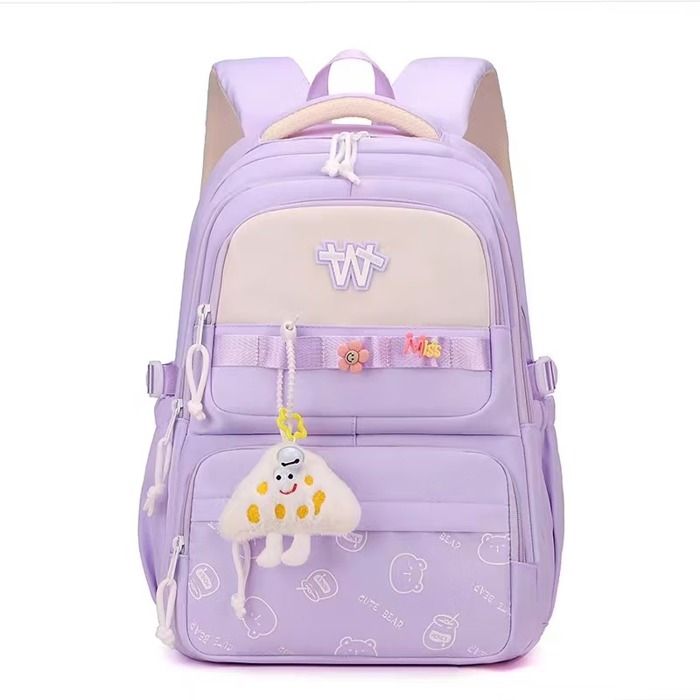 XJYDNCG Cartable Fille Sac À Dos Scolaire - Enfant 46x33x23cm - Motif Mignon Imprimé - Violet