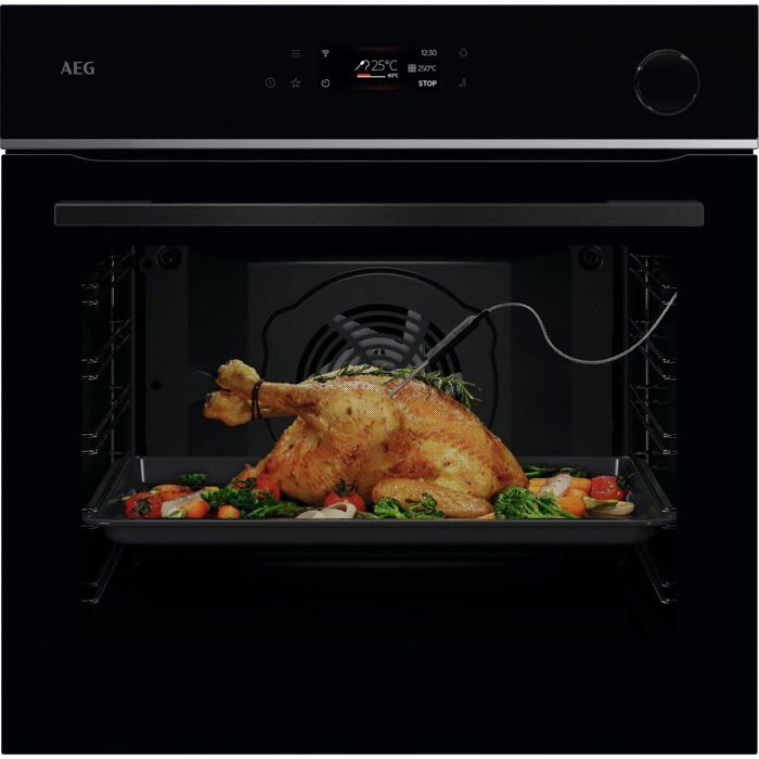 Four encastrable électrique noir - AEG - Commande tactile - Cuisson à la vapeur - Autonettoyage pyrolytique