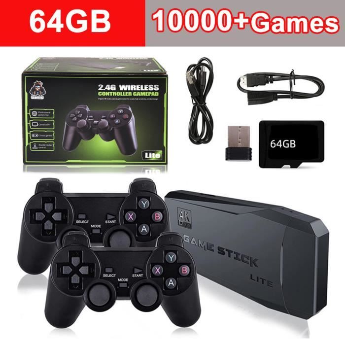 Noir 64 Go - Console de jeu vidéo Portable M8 TV 4K, avec 2 manettes