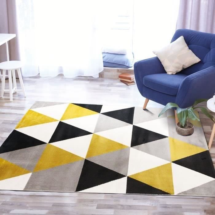 TAO SCANDI Tapis de salon - 120 x 170 cm - Polypropylène - Jaune