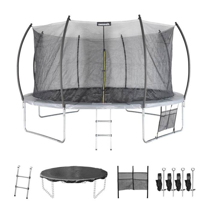 Trampoline Rond &Oslash; 430 Cm Gris Avec Filet De Protection Int&eacute;rieur - Venus Inner Xxl - &Eacute;chelle