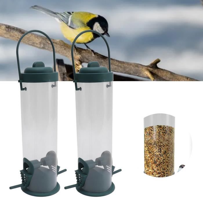 Mangeoire pour oiseaux 2 Set Bird Tube Feeder Plastic Transparent Hanging  Finch Feeder Décoration de jardin avec 2 évents 2 84530 - Cdiscount