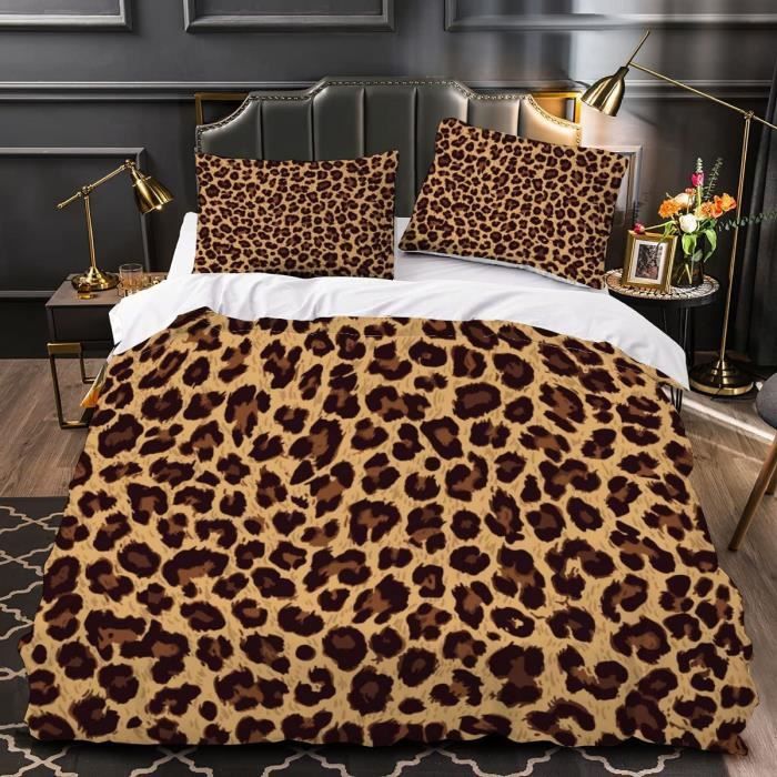 Housse De Couette - Imprimé Léopard 3D - Multicolore - Marron - 140 x 200 cm