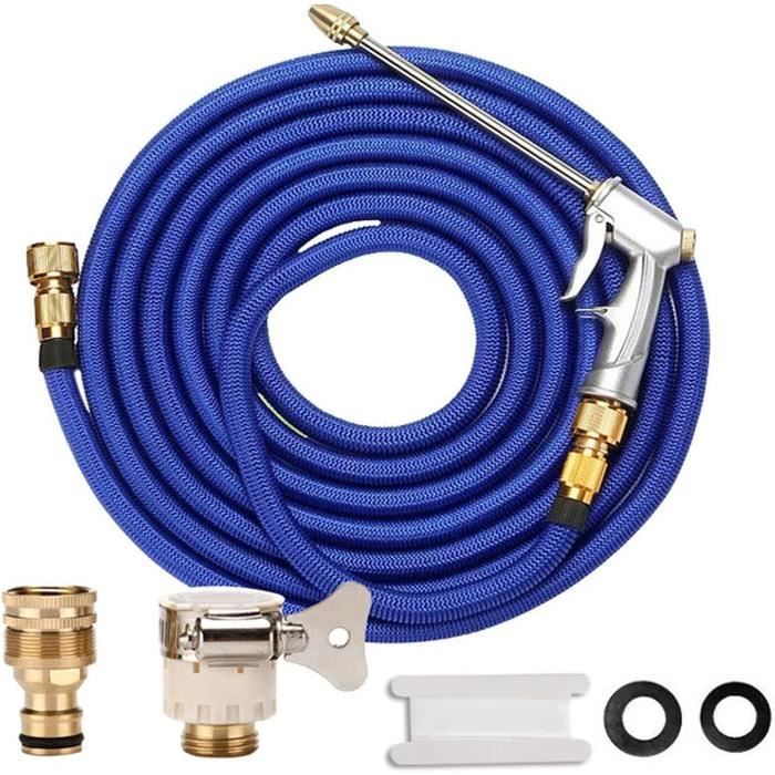 Tuyau d'arrosage extensible de 15,2 m - Tuyau d'arrosage rétractable avec raccords en laiton