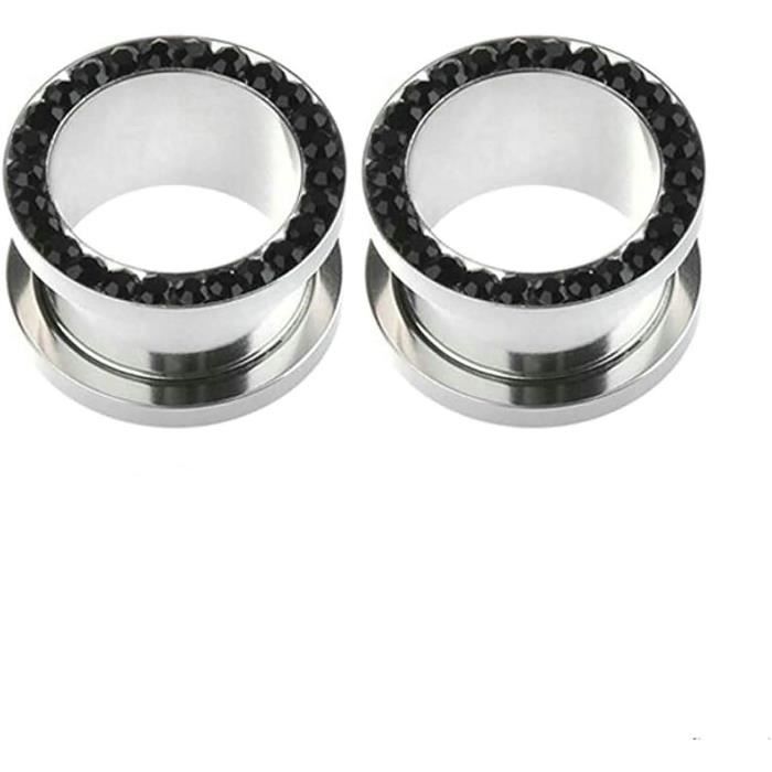 Tunnel Et écarteurs D'oreilles En Acier Chirurgical Avec Zirconium - Plusieurs Tailles (de 14G à 30mm), Lot De 2 Pièces