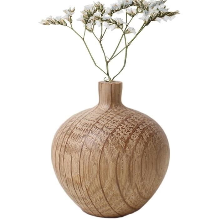 Mini Vase En Bois,Vase À Fleurs De Table Naturel Vase Décoratif Petit